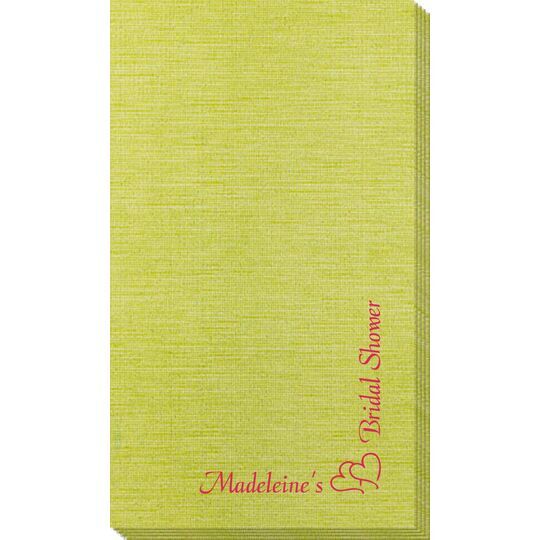 Corner Text with Graphic Double Hearts Bamboo Luxe Guest Towels